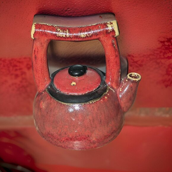 Discontinued Pier 1 Earthenware Red Shanghai Tea Set - Picture 4 of 13